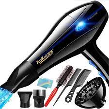 12Pcs Professional blow dry with accessories 1200W Hair Dryer Strong full set Blow Drier with cord1 Noozle1 Detachable Comb1 Flat Iron Tongs 2 Hair Clips 3 Styling Combs Manicure Kit Curl Maker Kit