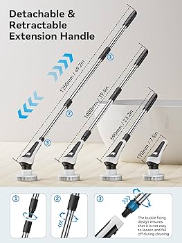 PORTABLE Rechargeable 9in1 Electric Cleaning Brush Electric Spin Scrubber,Cordless Cleaning Brush with 8 Replaceable Brush Heads,Adjustable & Detachable Handle