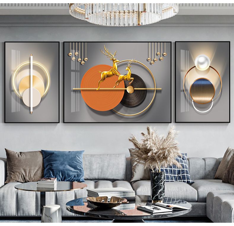 Unframed 3pcs Deer Simplicity abstract Oil Painting On Canvas Wall Art Painting Art Picture For Living Room Decoration
