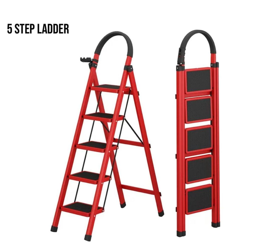 New arrivals super High quality and durable  home use metallic portable foldable 6 and 5  steps ladder