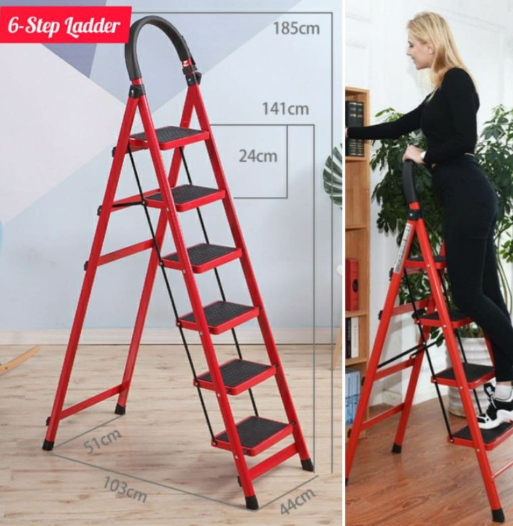 New arrivals super High quality and durable  home use metallic portable foldable 6 and 5  steps ladder
