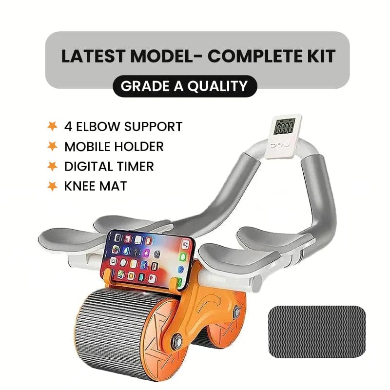 4 ELBOW PAD AUTOMATIC REBOUND HEALTHY ABDOMINAL WHEEL AB ROLLER WITH ELBOW SUPPORT, NEW UPGRADED AUTOMATIC REBOUND ABDOMINAL WHEEL WITH 4 ELBOW SUPPORT, TIMER