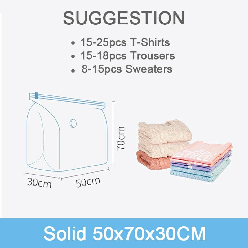 5pcs set with  Pump Needed Vacuum Storage Bags for Clothes Blankets Comforters Sweaters Pillows Home Compression Seal Bags Space Saver Bags