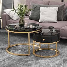 2 IN 1 BLACK MARBLE NESTING COFFEE TABLE (GLASS EFFECT) - Good quality hardware, solid to support heavy loads, It’s simple and elegant design fits in any type of furniture in your house .