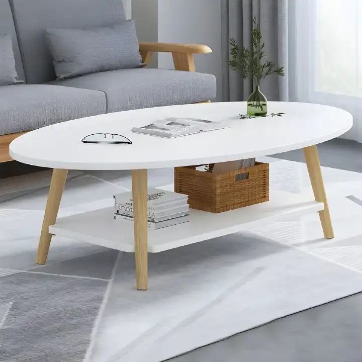 New Arrivals classic Shee Nordic BIG SIZE Oval Coffee Tables ♦️wooden ♦️ size 120*60*44(Unassembled)- White and black