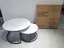 LUXURY PURE MARBLE TOP NESTING COFFEE TABLES Big: Diameter 75cm,Height 45cm Small: Diameter 50cm,Height 40cm