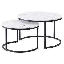 LUXURY PURE MARBLE TOP NESTING COFFEE TABLES Big: Diameter 75cm,Height 45cm Small: Diameter 50cm,Height 40cm