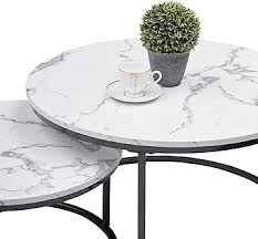 LUXURY PURE MARBLE TOP NESTING COFFEE TABLES Big: Diameter 75cm,Height 45cm Small: Diameter 50cm,Height 40cm