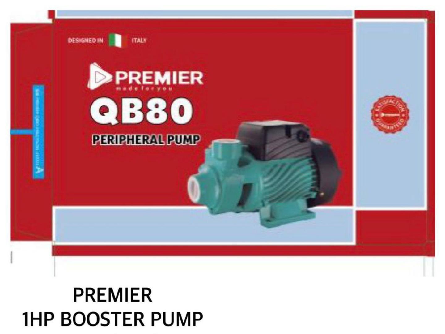 QB80 1HP PREMIER Booster Pump 60m Head Outlet1" with a flow rate of 3.6m³/hr