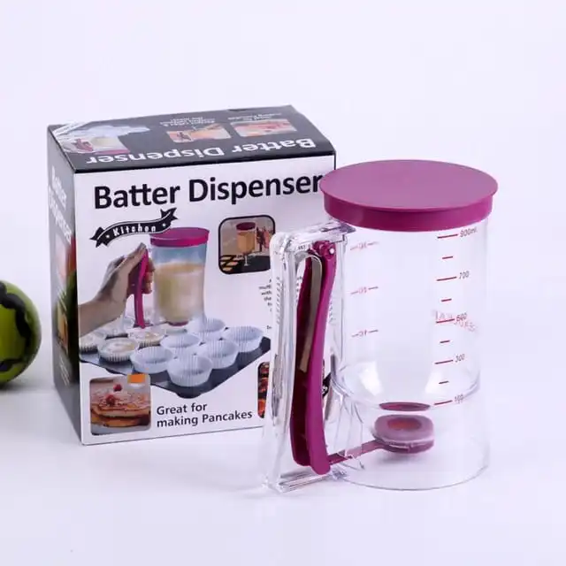 Batter Mixer Dispenser For, Cake, Cupcakes, Pancakes, Muffin.Pancake Machine mixes batter and dispenses straight to pan. Simply add ingredients, mix with and dispense, all from the same device.