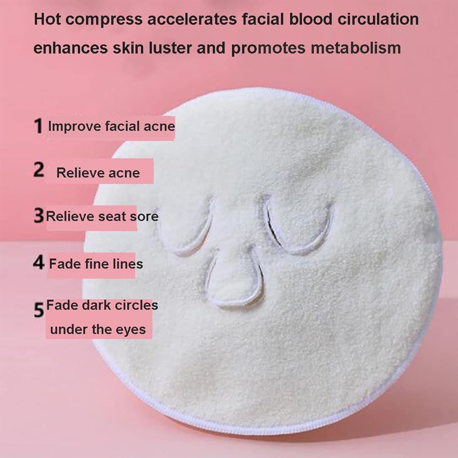 Hot Compress Face Towel Masks Reusable Facial Steamer Towel for Hot Cold Skin care, Moisturizing Face Steamer, Beauty Facial Towel  available in white