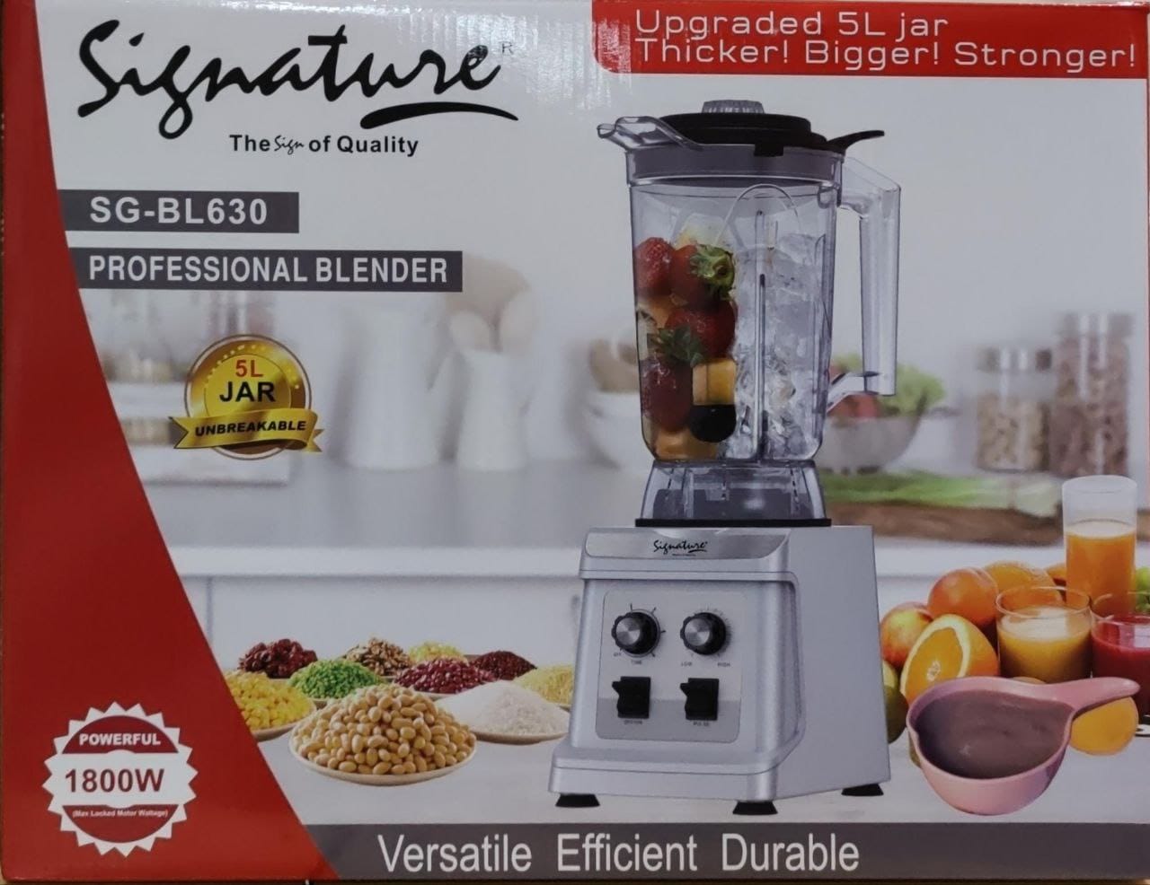 Signature Proffesional Commercial Blender 1800 Watts,5litre jar - High Performance,High Powered Professional Blender and Food Processor For Smoothies and uji power