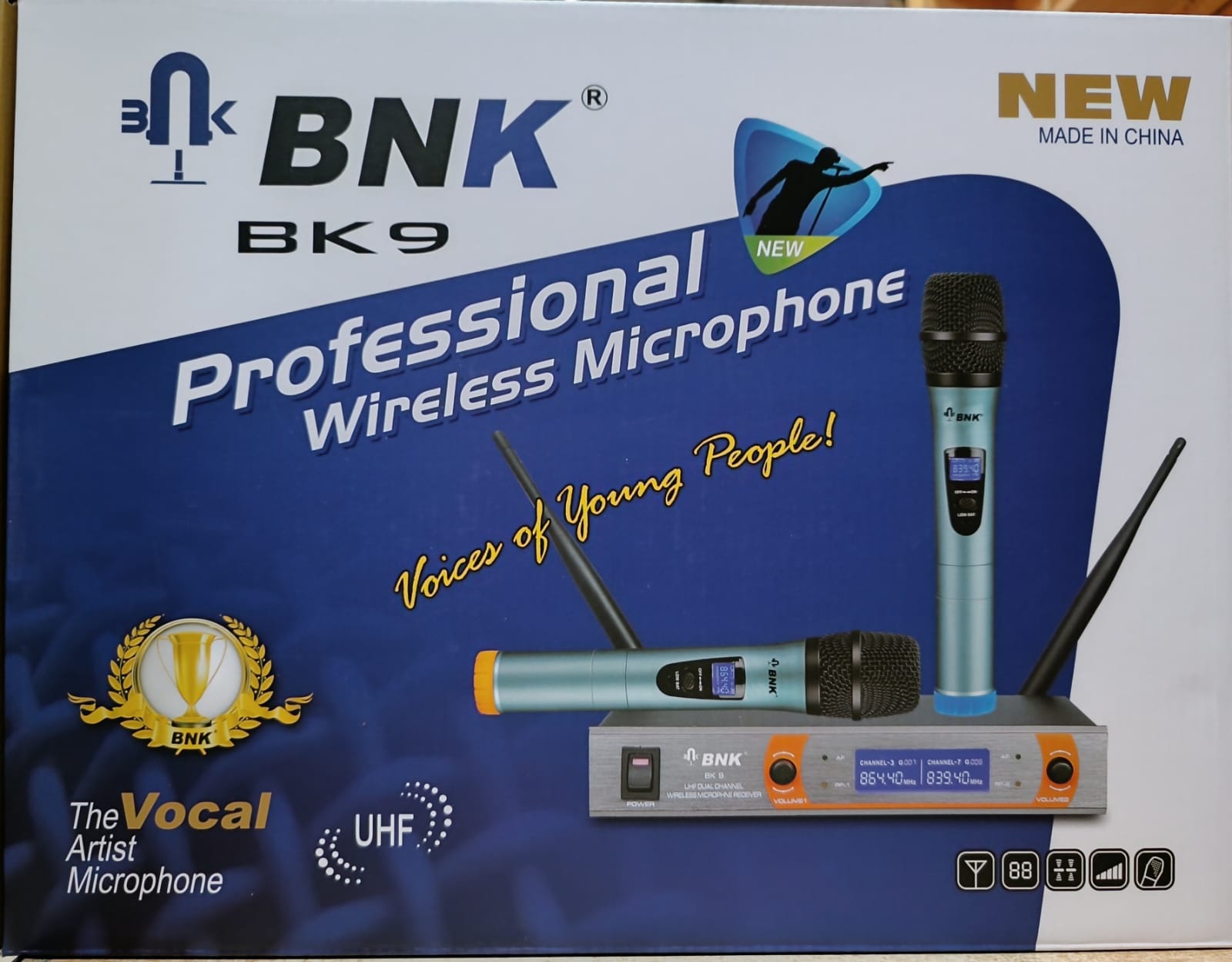 Bnk BK-9 Dual Channel UHF Wireless Microphone Set Public Address Systems Church Microphone