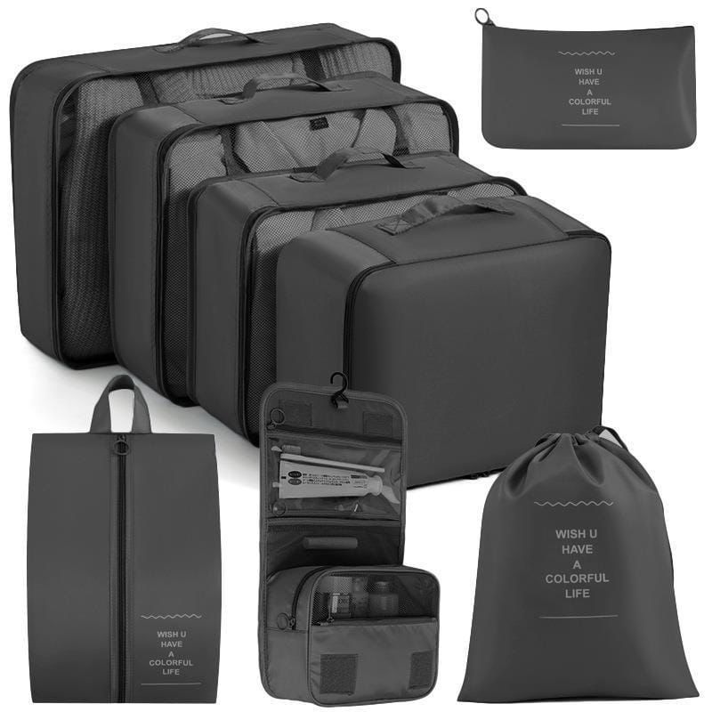 8pcs Luggage Travel Organizers For Suitcase With Toiletry Case
⚕Colours: *Black
⚕Practical and Beautiful 
⚕Speed up packing and classify your goods.
⚕Made of Oxford material with breathable mesh