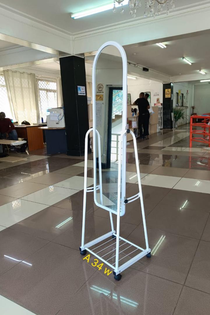 Black Full Length Dressing Mirror with Wheels and shoes Rack