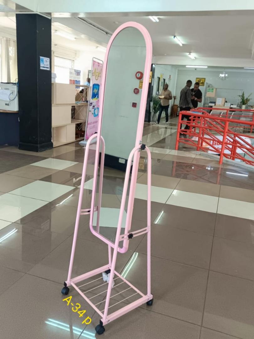 Black Full Length Dressing Mirror with Wheels and shoes Rack