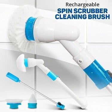 Rechargable hurricane spin scrubber with 3 brushes,Powerful Electric Spin Brush for Bathroom & Kitchen,Cleaning Scrubber with Hard Bristles/Long Handle,Efficient Floor/Carpet/Baseboard Cleaner