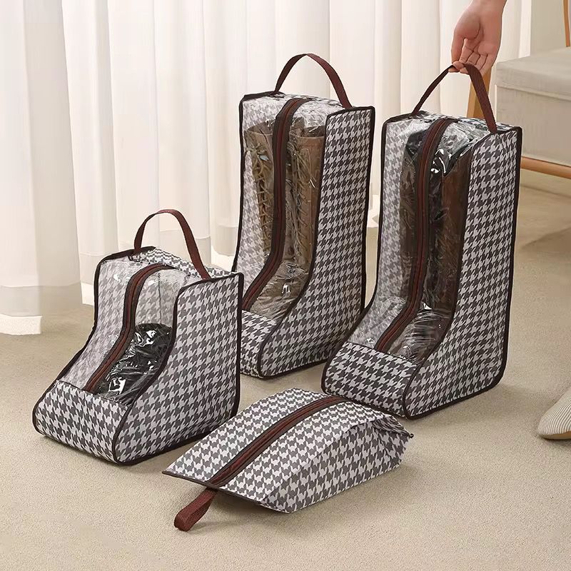 4pcs Boot / Shoes Storage Bag Set with Handles, Hangable & Dustproof Shoe Covers with Zipper for Home Organization, Travel organizer & it’s Portable & Moisture-Resistant Protector