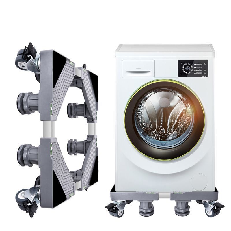 HEAVY DUTY Adjustable Fridge/ Washing Machine base
✔9cm high
✔Maximum load: 150kg 
✔Minimum size: 40*40cm
✔Maximum Size 60*60cm 
✔Easy to move and clean 
✔Easy to assemble and have push button lock