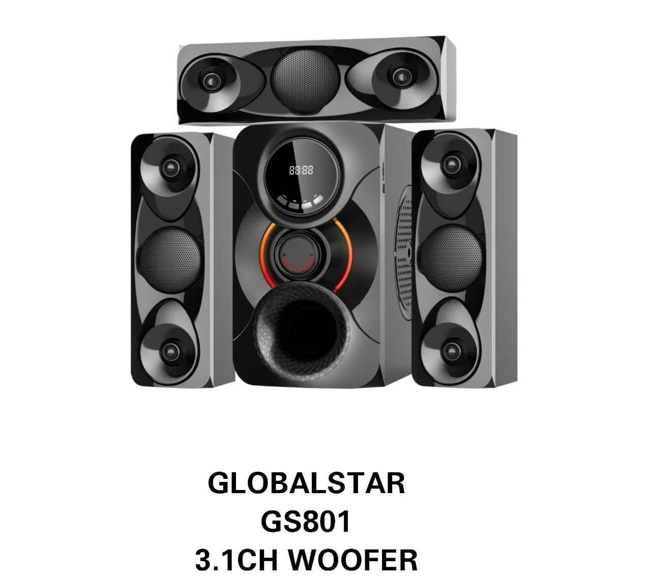Globalstar powerful sound system gs801 3.1woofer   seamless design with powerful full-range drivers to deliver powerful, clear 360° stereo sound with deep bass
