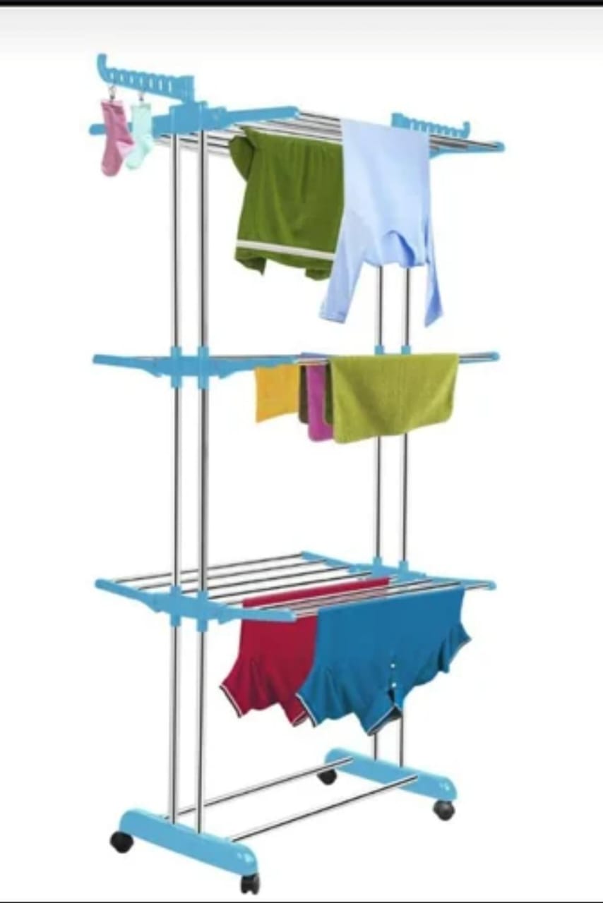 DETACHABLE 50kg 3 layer cloth hanger rack STAND now available in blue joints