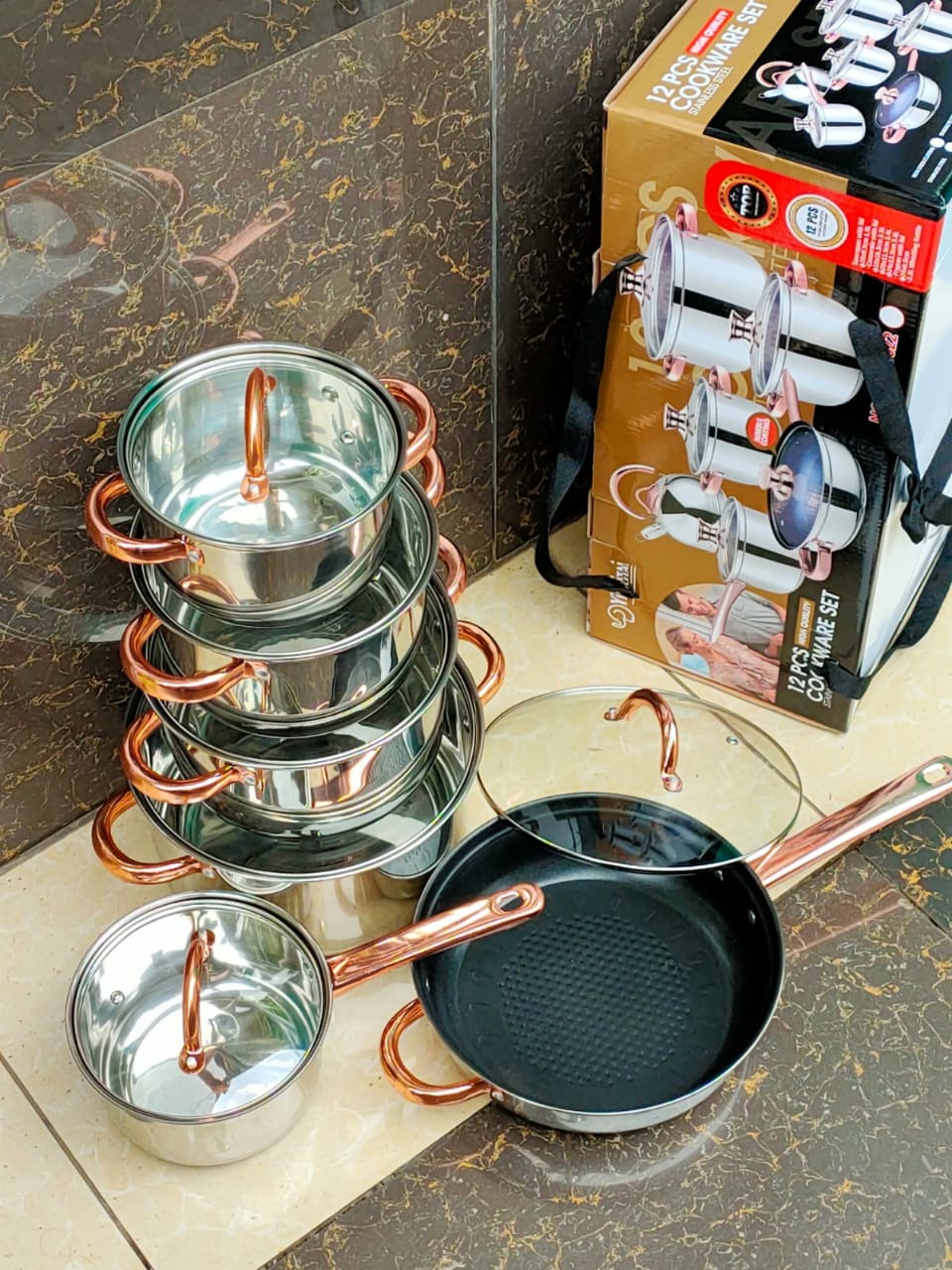 12pc Yimeittal Cookware
🏄🏽‍♀ ( New and sleek )

🛞 Experience Quality 🛞
    stainless
    Nonstick
    cost friendly
    purposeful
    luxurious
