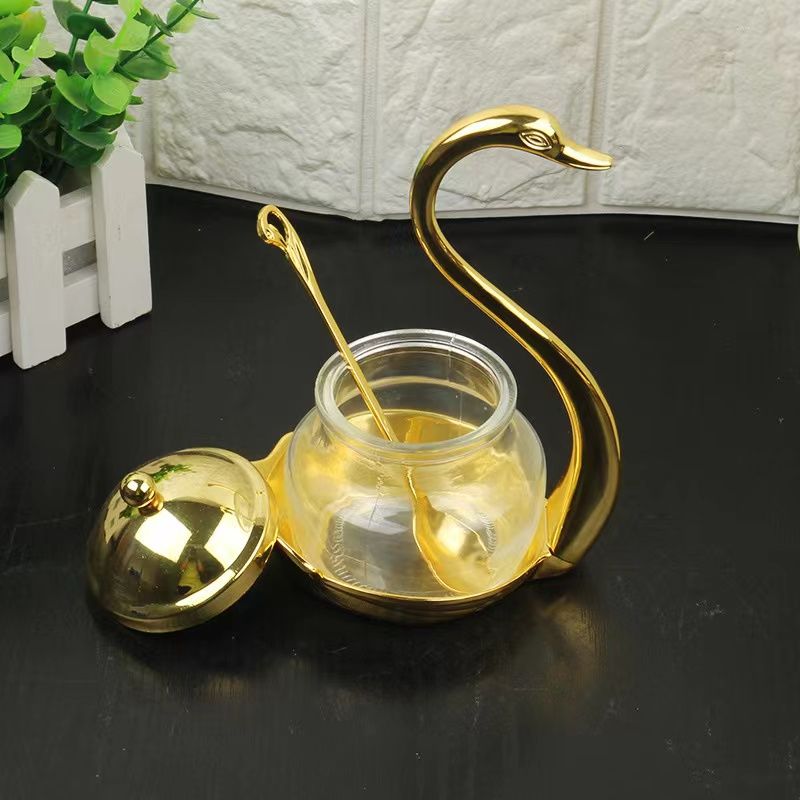 New arrivals Swan sugar dish with gold/silver tea spoon now available colours gold&silver
beautiful and good quality new trend of kitchen decoration