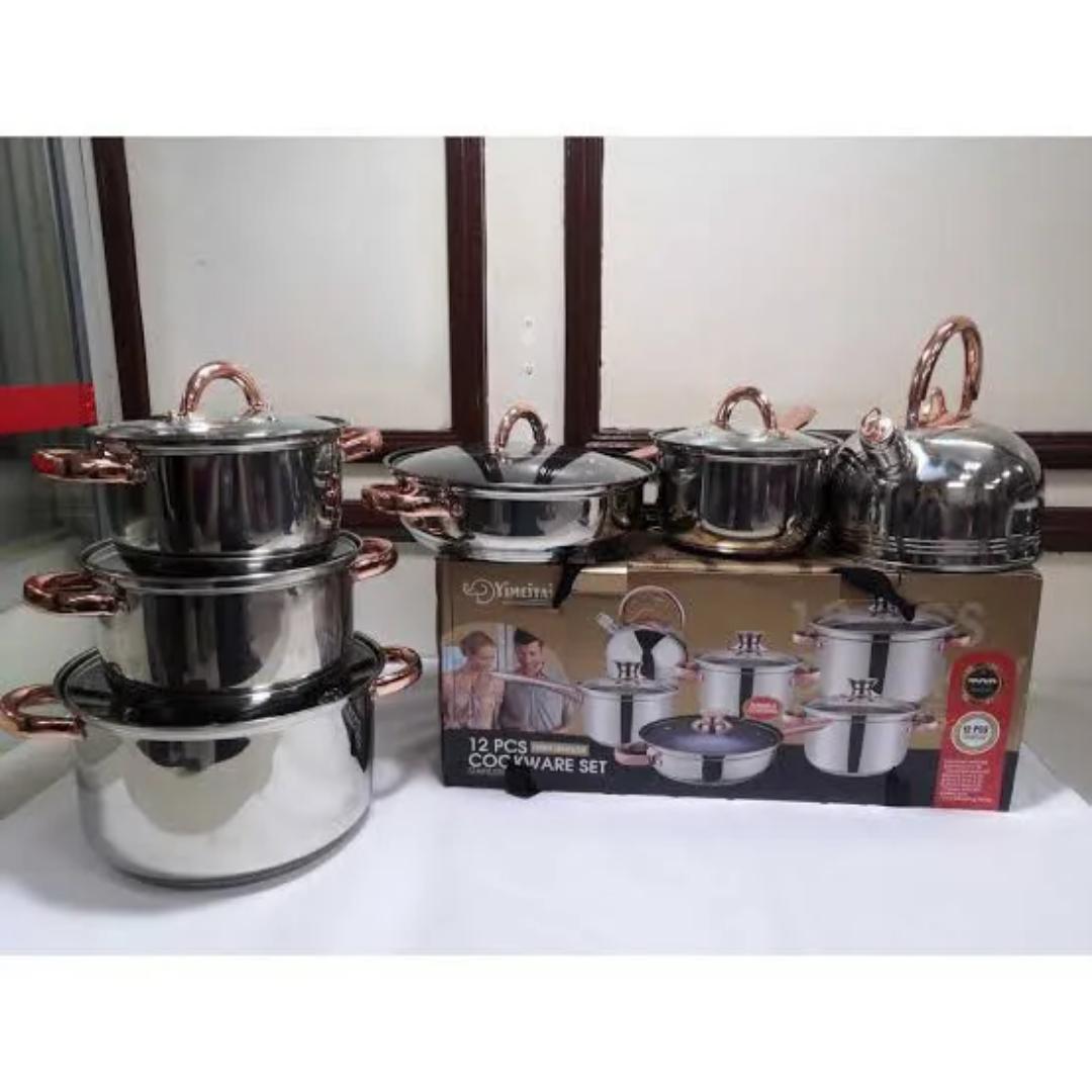12pc Yimeittal Cookware
🏄🏽‍♀ ( New and sleek )

🛞 Experience Quality 🛞
    stainless
    Nonstick
    cost friendly
    purposeful
    luxurious