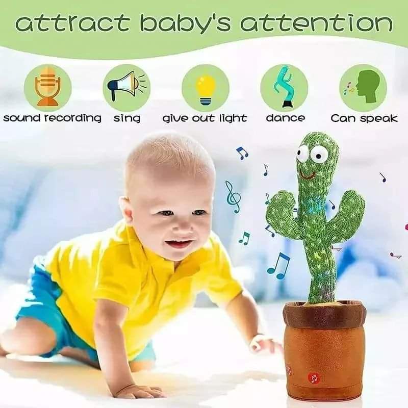 Dancing Cactus Baby Talking Repeats What You Say Boy Toys, Mimicking Toy with LED English Sing 15 Second Voice Recorder Musical