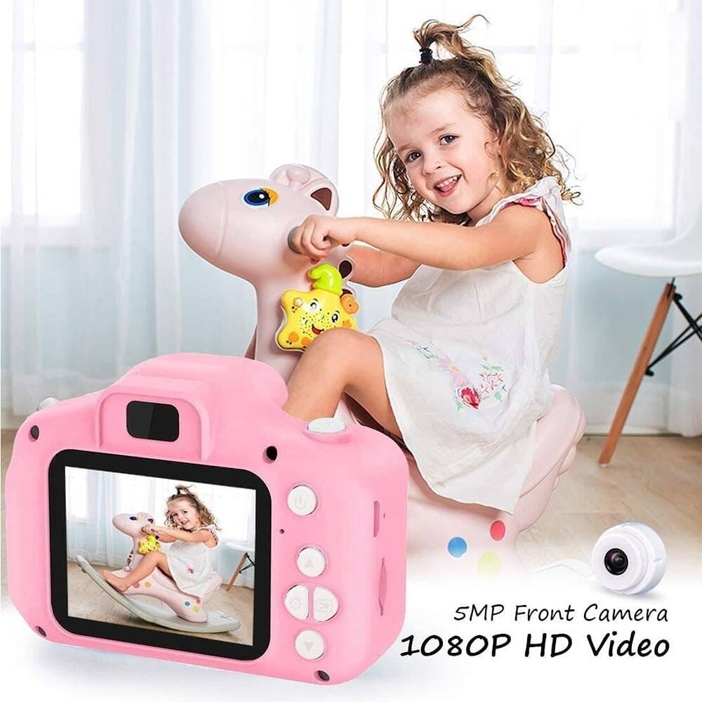 Children Camera X2 Waterproof 1080P HD Video Camera 2 Inch Display Kids Cartoon Cute Outdoor SLR Camera Toy Pink and blue
kids camera plus 8GB memory card