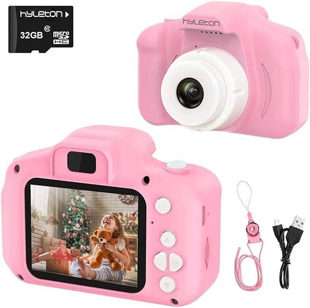 Children Camera X2 Waterproof 1080P HD Video Camera 2 Inch Display Kids Cartoon Cute Outdoor SLR Camera Toy Pink and blue
kids camera plus 8GB memory card