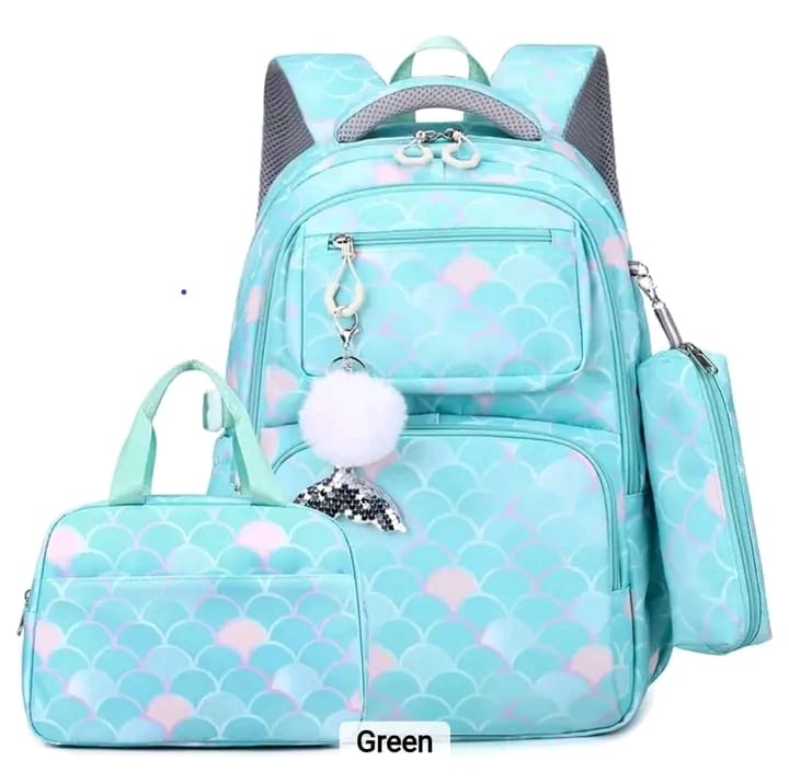 High quality fabric school bag with Insulated lunch bag and pencil pouch 
Grade 5 to 12  Sturdy and Durable 
Water and wear resistance material