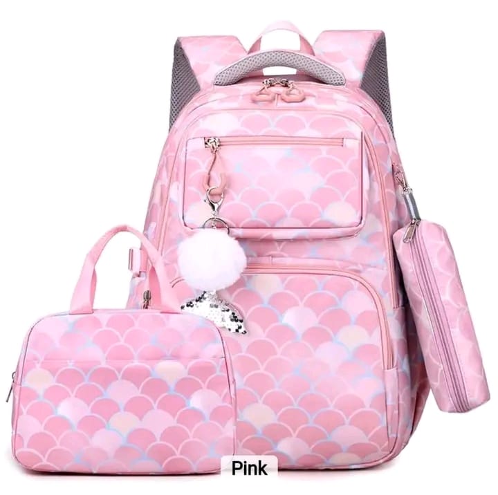 High quality fabric school bag with Insulated lunch bag and pencil pouch 
Grade 5 to 12  Sturdy and Durable 
Water and wear resistance material