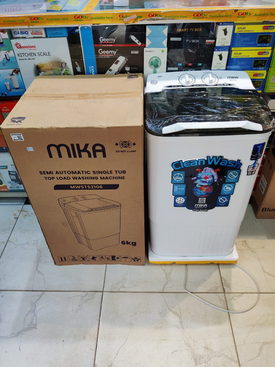 Mika Semi Automatic 6Kg Top Load Washing Machine - Single Tub Design: Combines washing and spinning for convenience, Energy Efficient: Reduces water and electricity consumption.