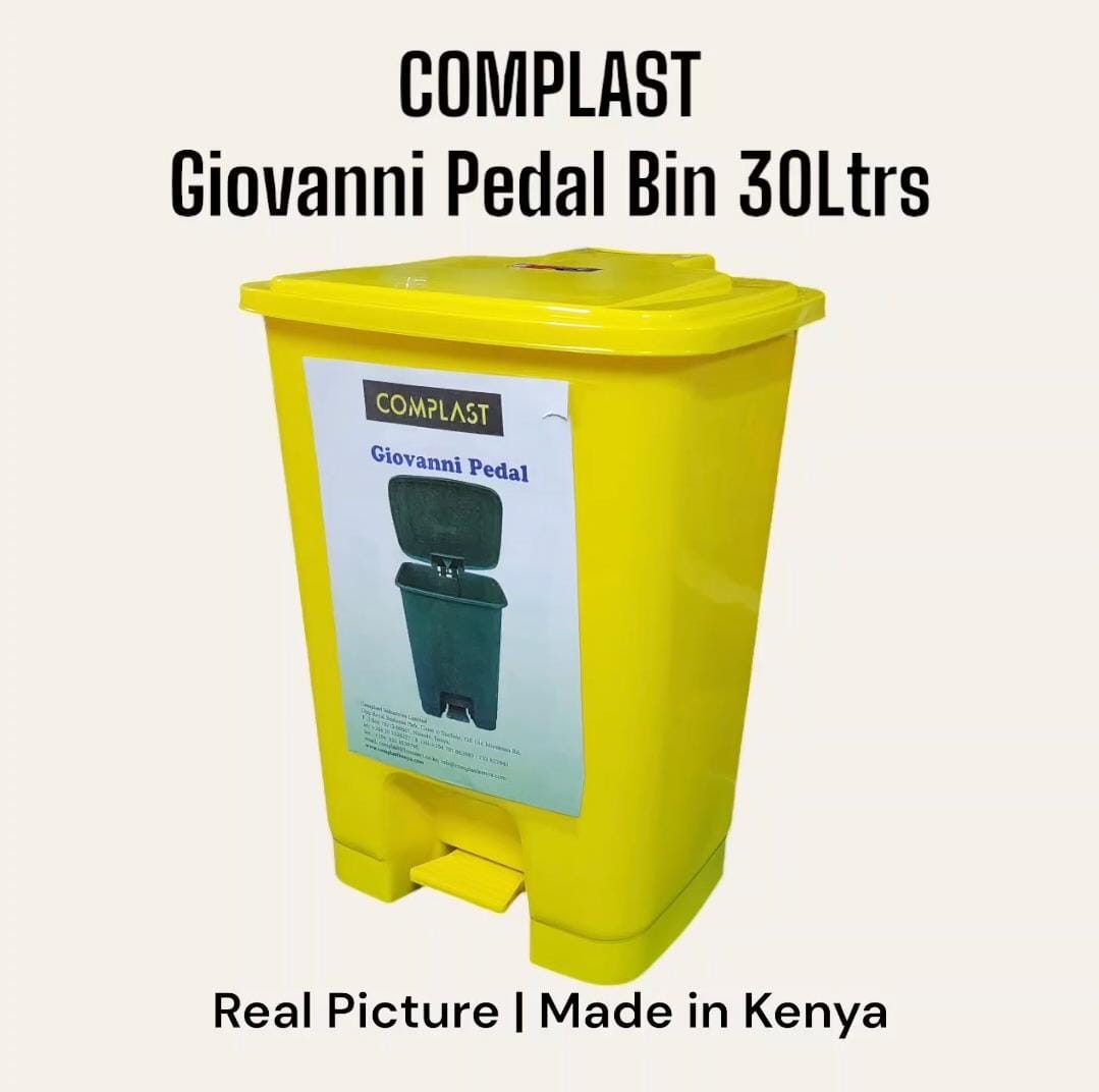 Complast Giovanni Pedal Bin 30Ltrs 
🔸The Complast Giovanni 30-liter pedal bin is a practical, hands-free waste disposal solution.
▫ldeal for various settings such as kitchens, bathrooms, and offices.