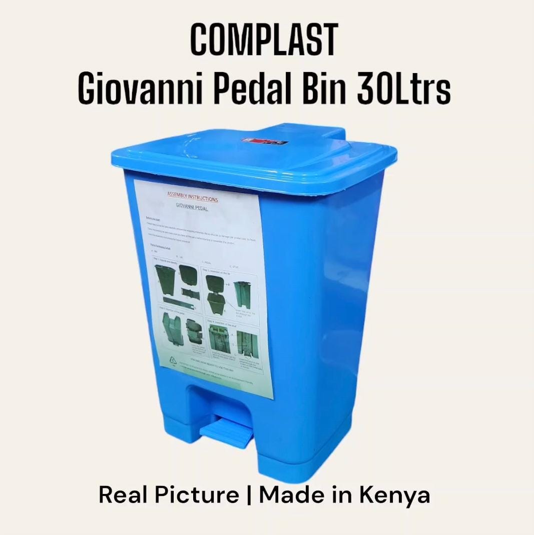 Complast Giovanni Pedal Bin 30Ltrs 
🔸The Complast Giovanni 30-liter pedal bin is a practical, hands-free waste disposal solution.
▫ldeal for various settings such as kitchens, bathrooms, and offices.