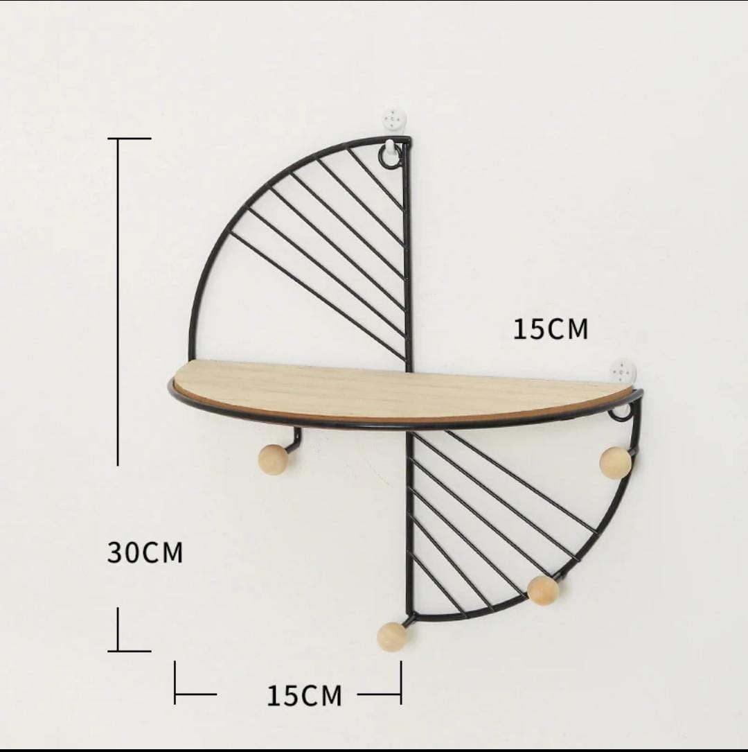 Decorative Geometric Wood Wall Shelves Metal Storage Display Rack Nordic Hanging Wall Mounted Decor Floating shelf