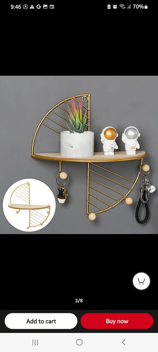 Decorative Geometric Wood Wall Shelves Metal Storage Display Rack Nordic Hanging Wall Mounted Decor Floating shelf