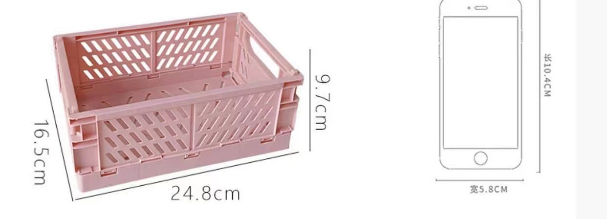 space saving detachable Foldable basket  Available in 4 colours- green peach blue n cream
size 25x16.5x10cm