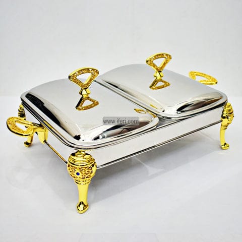 New arrival🌯

Golden double bowl 1.8Lx2 food warmer;  glass bowls;  stainless steel cover with golden parts; fixed double burner