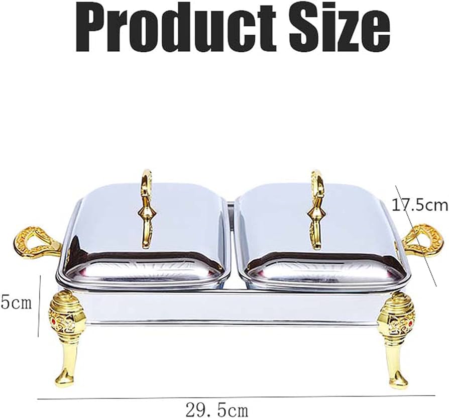New arrival🌯

Golden double bowl 1.8Lx2 food warmer;  glass bowls;  stainless steel cover with golden parts; fixed double burner