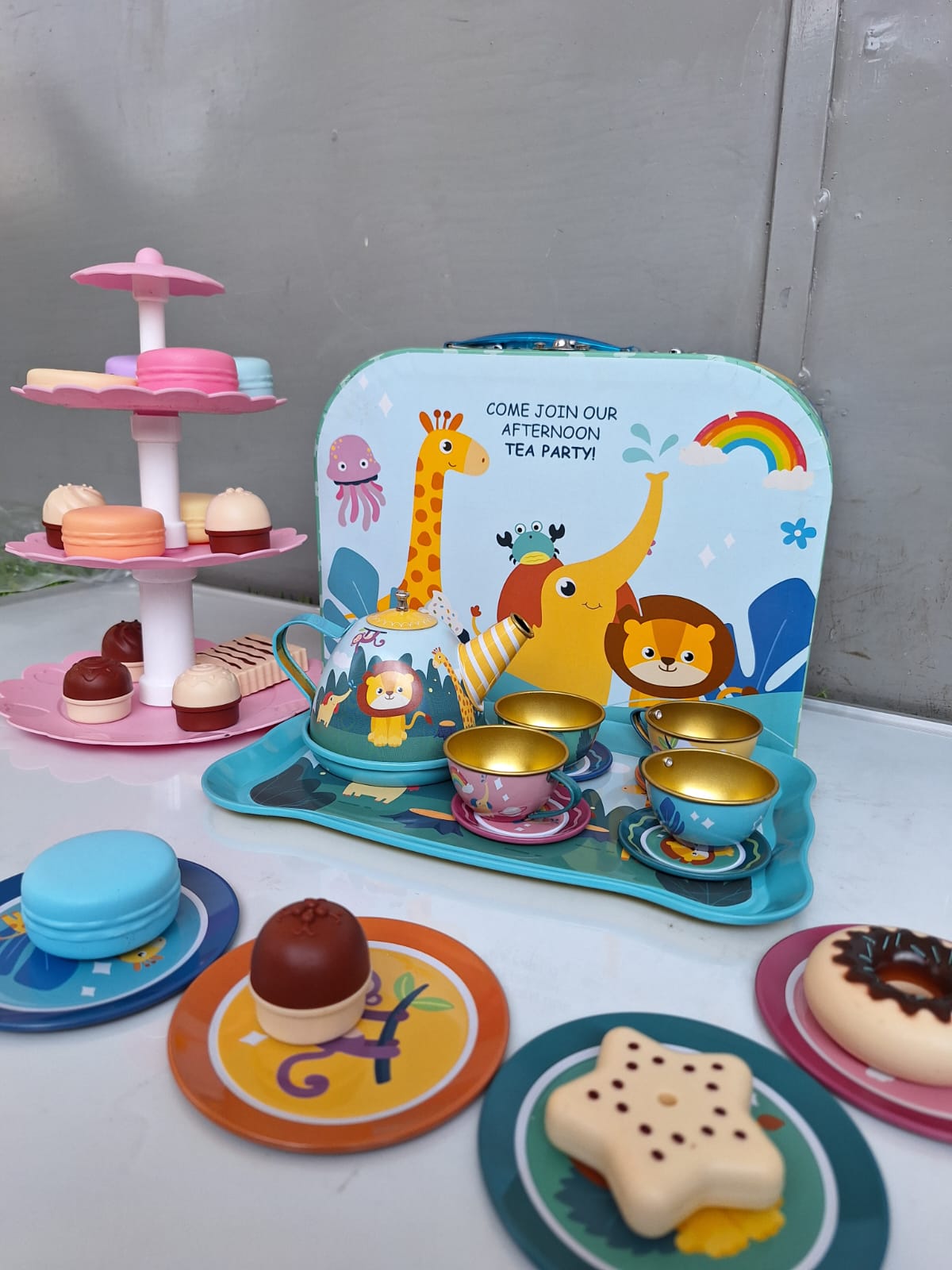 Kids tea set Pretend-Play Tea Party Toy Dessert Tea Set Playing HMade of high-quality ABS plastic, sturdy and durable