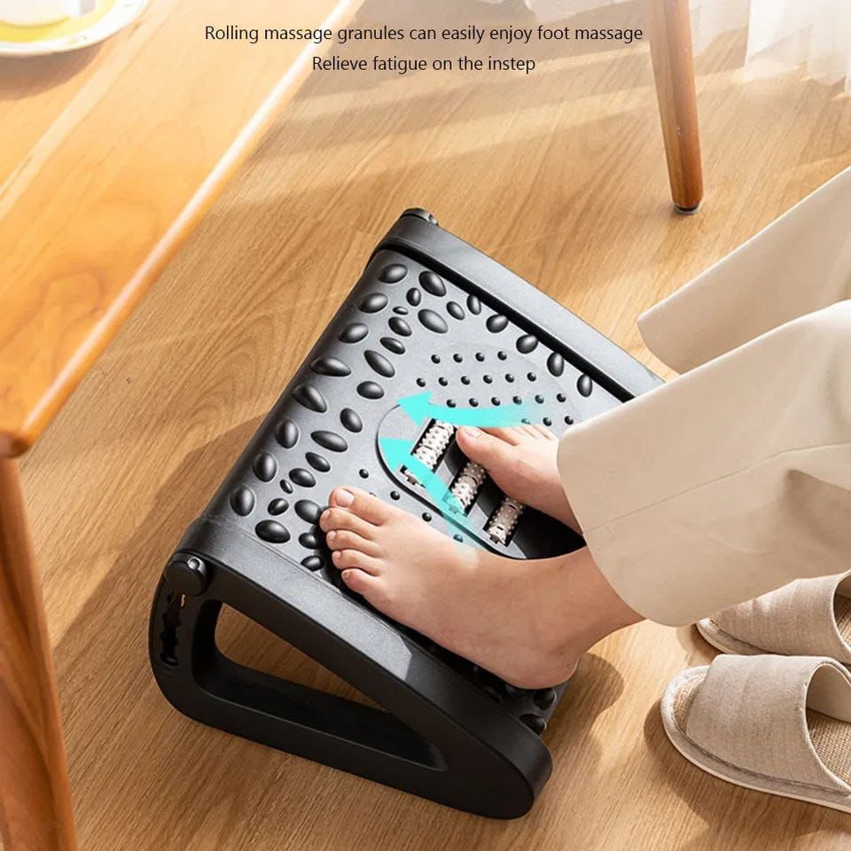 Ergonomic Adjustable foot rest/under desk footrest massage
✨Have Rollers that massages and relaxes your feet
✨Soothes fatigued feet
✨5 level adjustment swing range up and down, can be used by children