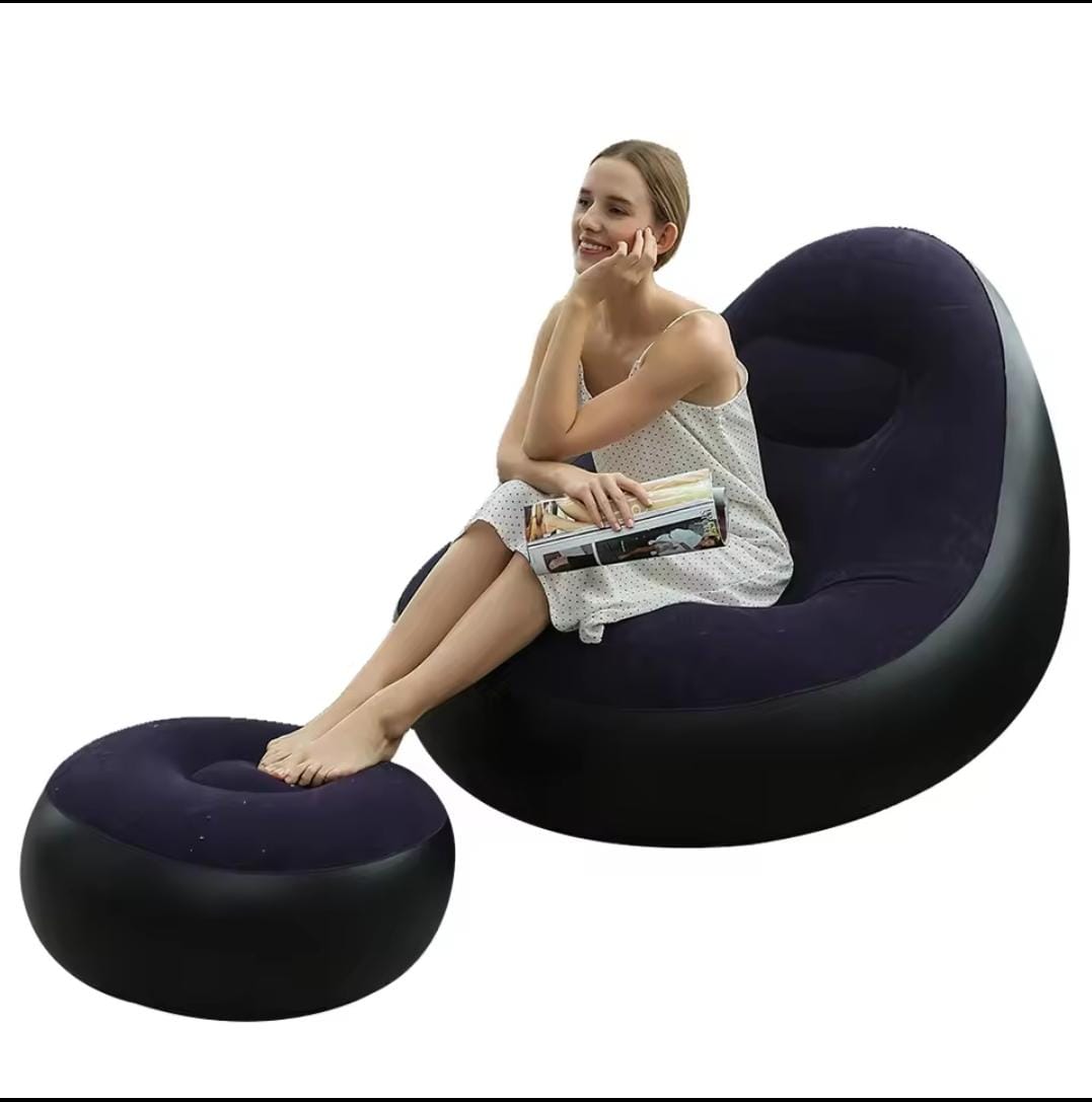 Inflatable Lazy Sofa with foot step
comes with free pump
 Optional Spherical Outdoor Inflatable Sofa PVC Plush Football Sofa Lazy Lounge Chair