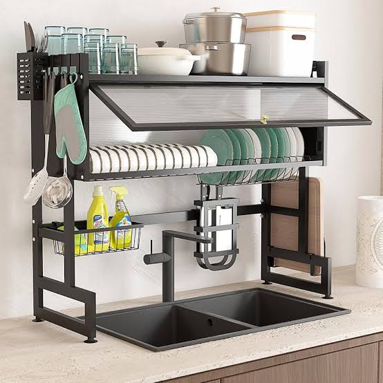 New arrival🔥🔥🔥🔥

Heavy duty over the sink Rack with closable cabinet now available in black colour size 85cm length  x30cm width x80cm height