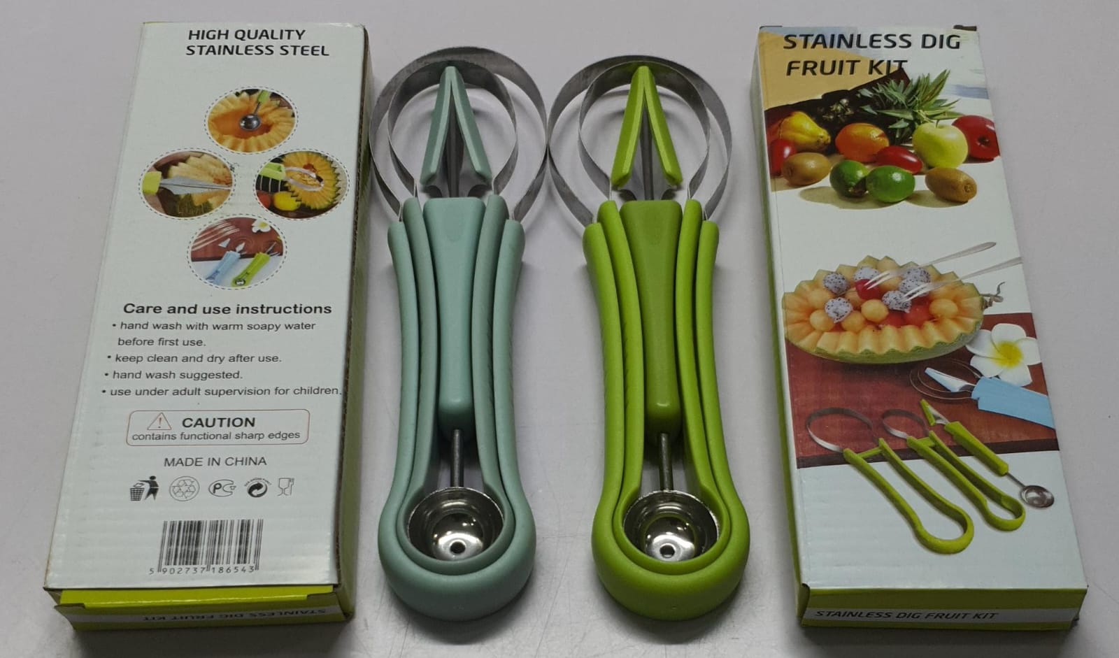 back in  stock

High quality Stainless steel DIG fruit kit 3in1 
 fruit scooper for removing seeds and digging flesh of fruits and vegetables.