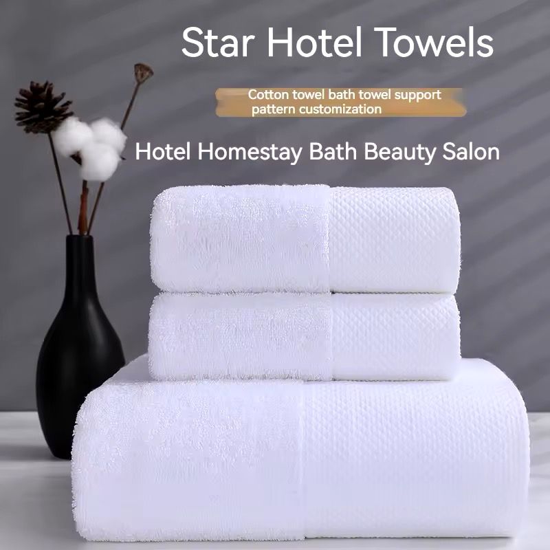 Milk white 3 Pcs/set Cotton hotel quality White Shower Towels Bath Towel for Adults High Absorbent Home Hotel Pure Thick Towels Bathroom Bath Towel