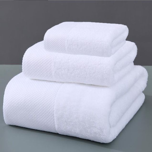 Milk white 3 Pcs/set Cotton hotel quality White Shower Towels Bath Towel for Adults High Absorbent Home Hotel Pure Thick Towels Bathroom Bath Towel