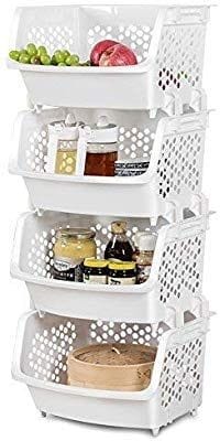 💫REDUCED PRICE🔥🔥
Hard plastic 4 layer + lid vegetable rack now available in white peach & grey-blue colours