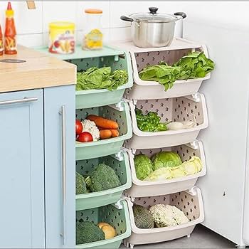 💫REDUCED PRICE🔥🔥
Hard plastic 4 layer + lid vegetable rack now available in white peach & grey-blue colours